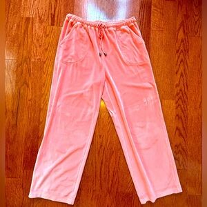 Caribbean Joe unisex, coral drawstring, velour pants, size Lg.